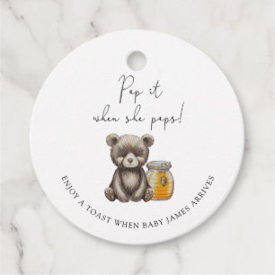 Bear Pop it when she pops baby shower  Favour Tags