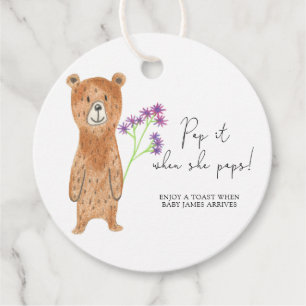 Bear Pop it when she pops baby shower  Favour Tags