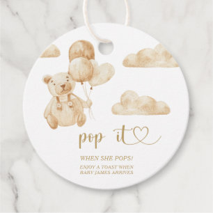 Bear Pop it when she pops baby shower Favour Tags