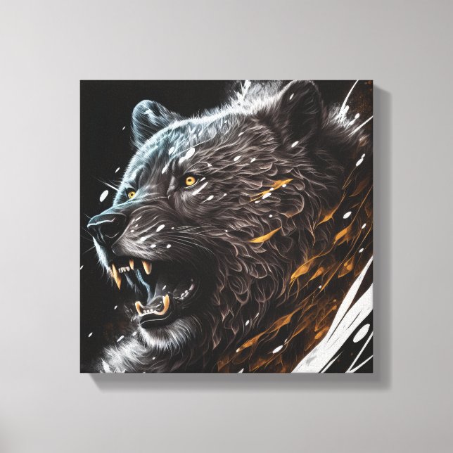 Bear Portrait Animal Painting Adventure Wildlife Canvas Print (Front)