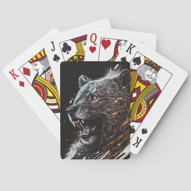 Bear Portrait Animal Painting Adventure Wildlife Playing Cards (Back)