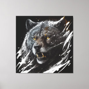 Bear Portrait Animal Painting Wildlife Adventure Canvas Print
