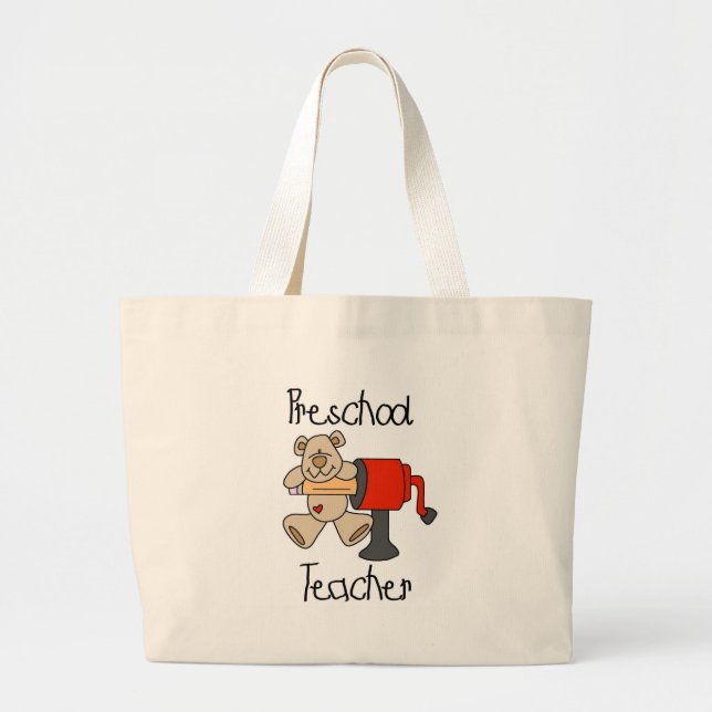Bear  Preschool Teacher Tshirts and Gifts Large Tote Bag (Front)