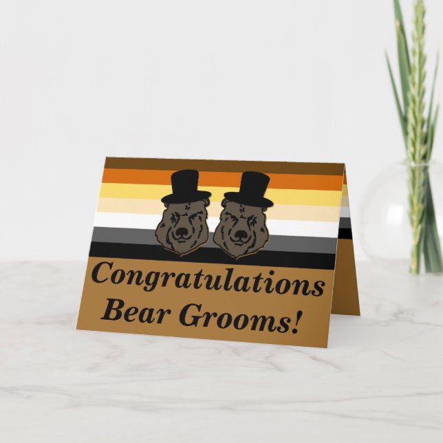 Bear Pride Bears Gay Wedding Congratulations Card (Front)