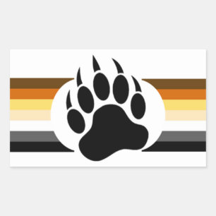Bear Pride colours stripes and Bear Paw Rectangular Sticker