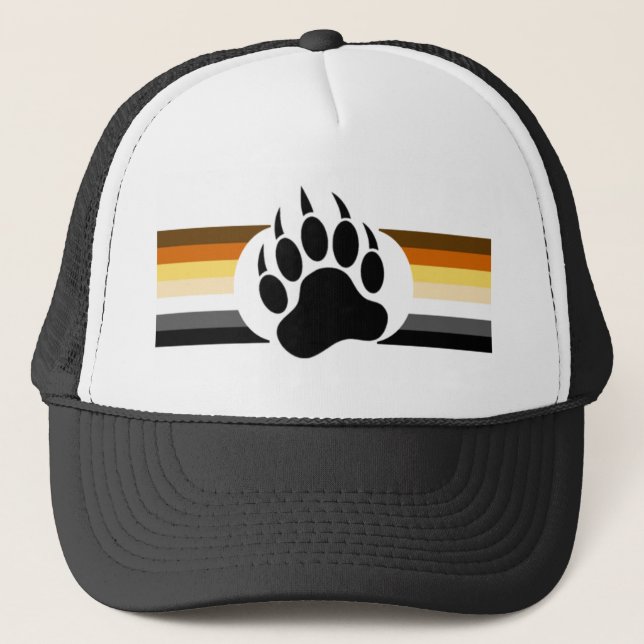 Bear Pride colours stripes and Bear Paw Trucker Hat (Front)