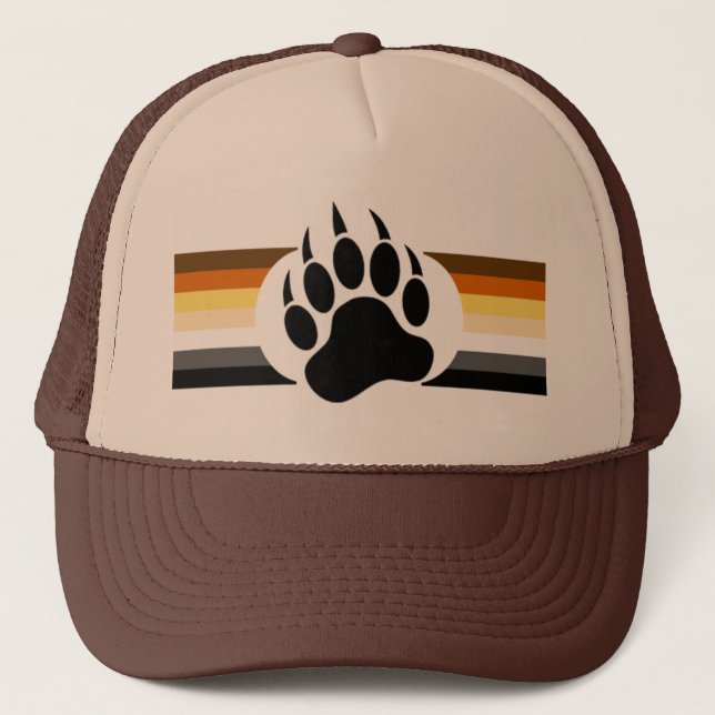 Bear Pride colours stripes and Bear Paw Trucker Hat (Front)
