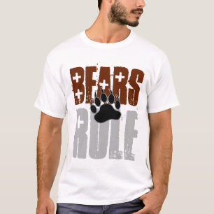 Bear Pride Distressed Bears Rule Bear Paw T-Shirt
