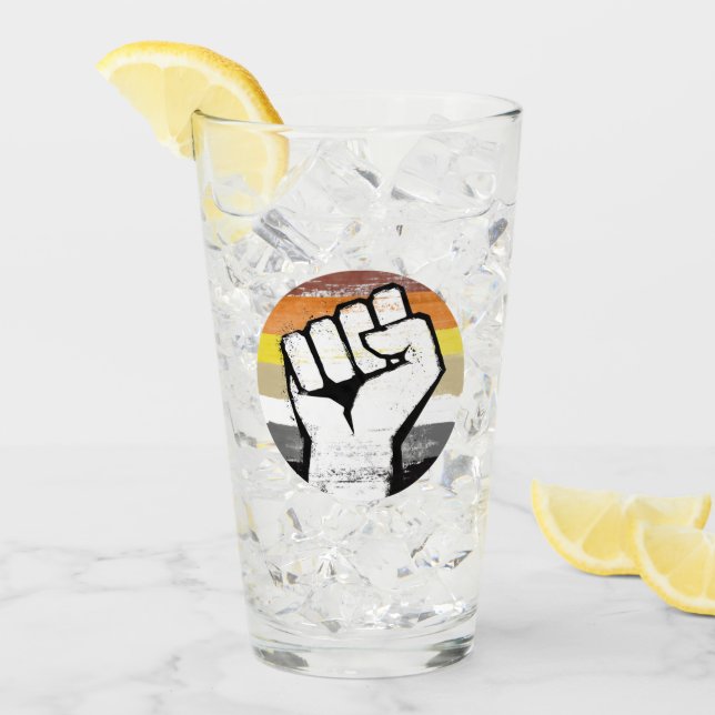 Bear Pride Fist Circle Print Glass (Front Ice)