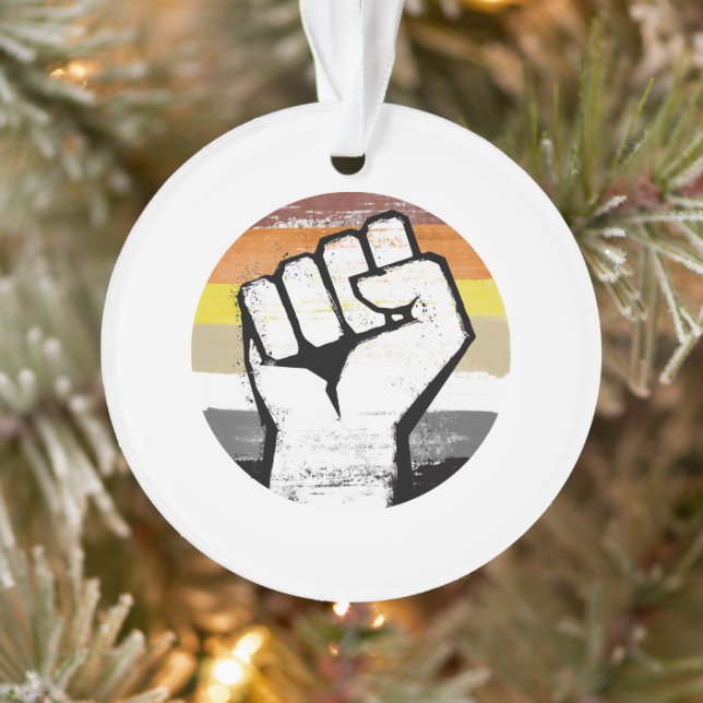 Bear Pride Fist Circle Print Ornament (Tree)