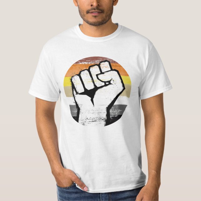 Bear Pride Fist Circle Print T-Shirt (Front)