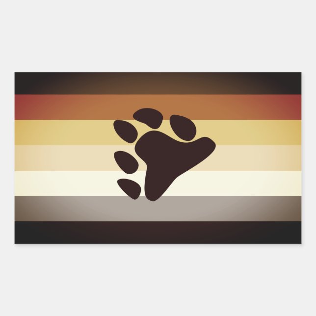 Bear Pride Flag and Paw Rectangular Sticker (Front)