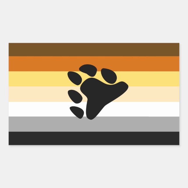 Bear Pride Flag and Paw Rectangular Sticker (Front)