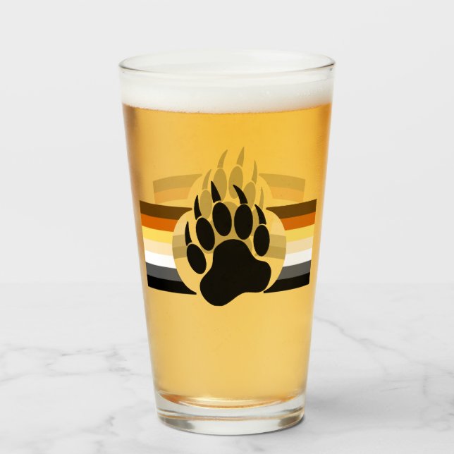 Bear Pride Flag Bear Paw Glass (Back Filled)