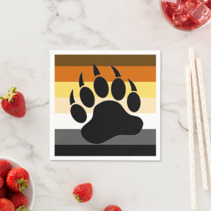 Bear pride flag bear Paw Glass Coaster Napkin