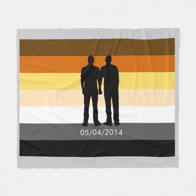 Bear Pride Flag Custom Couple Wedding Day Fleece Blanket (Front (Horizontal))