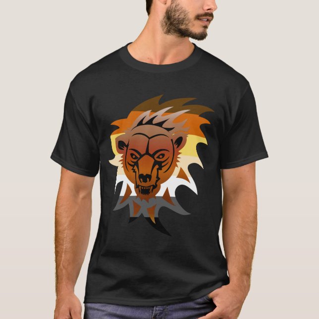 Bear Pride Flag Growling Bear T-Shirt (Front)
