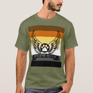 Bear Pride Flag PUPS Rule Angel Wings PUP Paw T-Shirt
