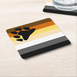 Bear Pride Flag Square Paper Coaster