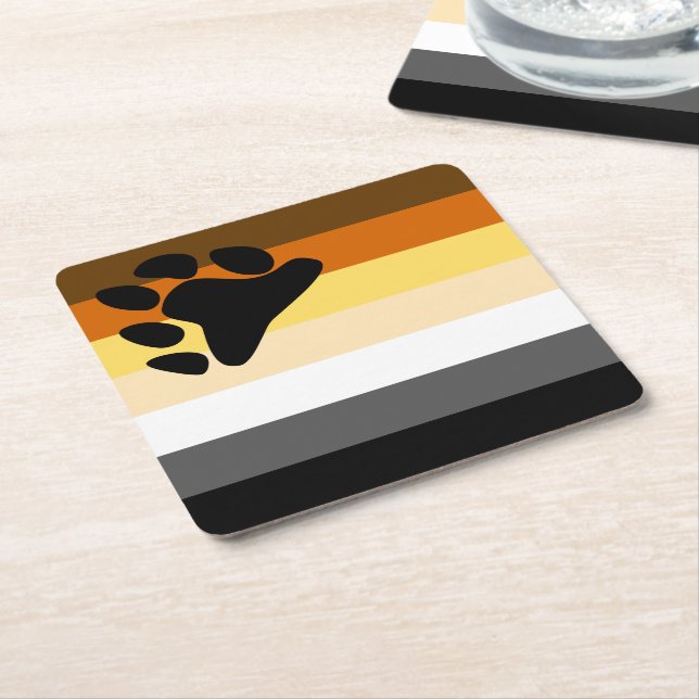 Bear Pride Flag Square Paper Coaster (Angled)