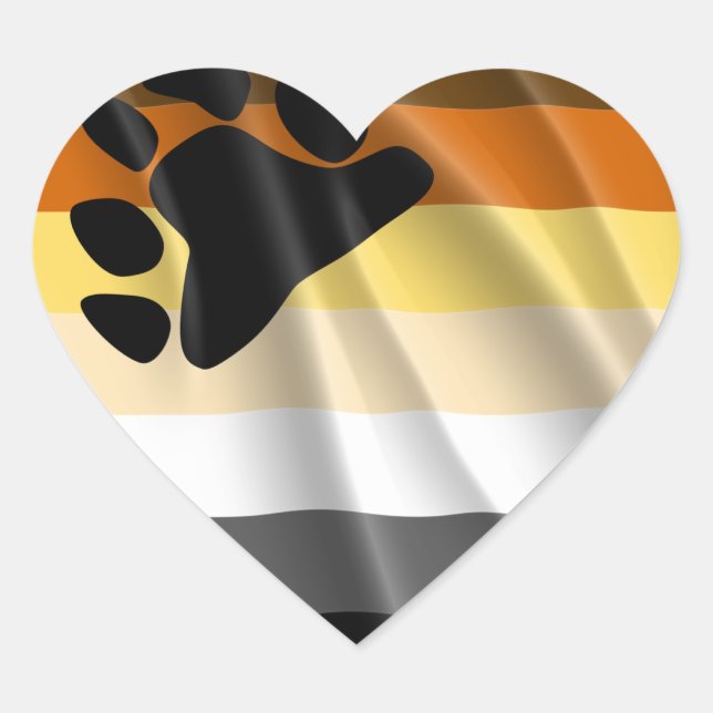 BEAR PRIDE FLAG WAVY DESIGN HEART STICKER (Front)