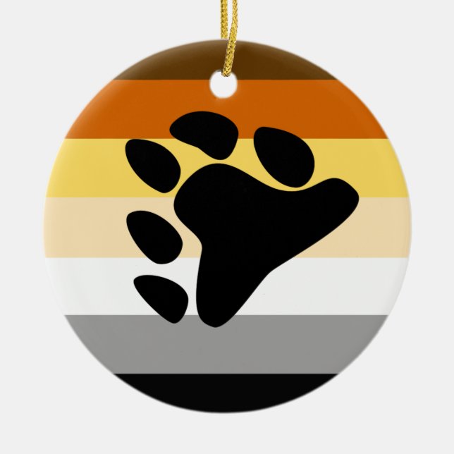 Bear Pride Flag with Paw Ceramic Tree Decoration (Front)