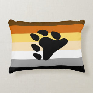 Bear Pride Flag with Paw Decorative Cushion