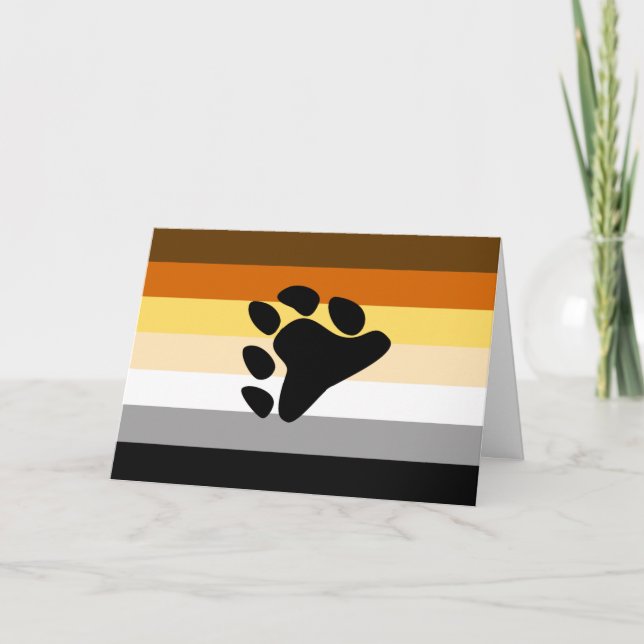 Bear Pride Flag with Paw Holiday Card (Front)