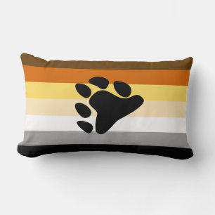 Bear Pride Flag with Paw Lumbar Cushion