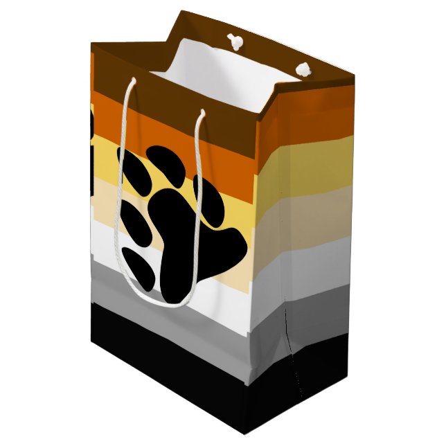 Bear Pride Flag with Paw Medium Gift Bag (Front Angled)