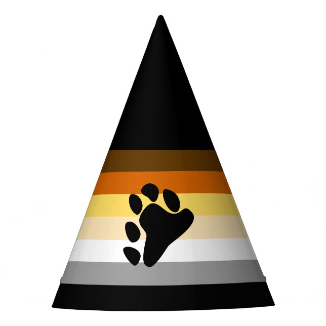 Bear Pride Flag with Paw Party Hat (Front)