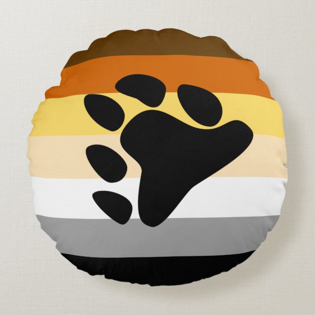 Bear Pride Flag with Paw Round Cushion (Front)