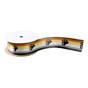 Bear Pride Flag with Paw Satin Ribbon
