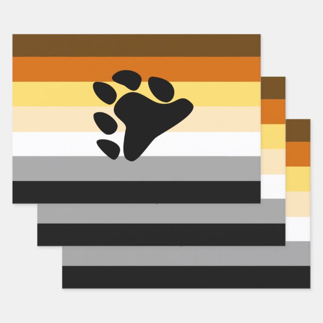 Bear Pride Flag with Paw Wrapping Paper Sheet (Set)