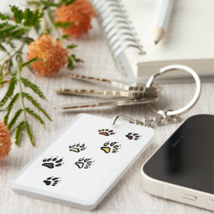 Bear Pride - Gay Bear Flag Coloured Paw Prints Key Ring