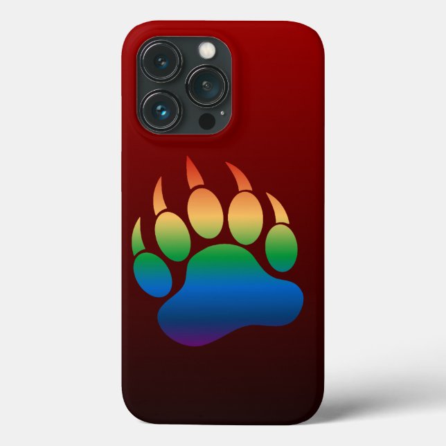 Bear Pride Gradient Colours Bear Paw On Black Case (Back)