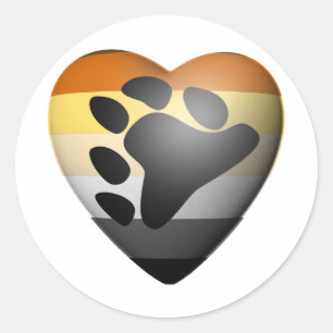 BEAR PRIDE HEART CLASSIC ROUND STICKER
