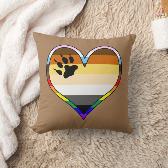 Bear Pride Heart Throw Pillow (Blanket)