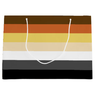 Bear Pride, Neutral Gradient Stripes, LGBTQ Pride Large Gift Bag