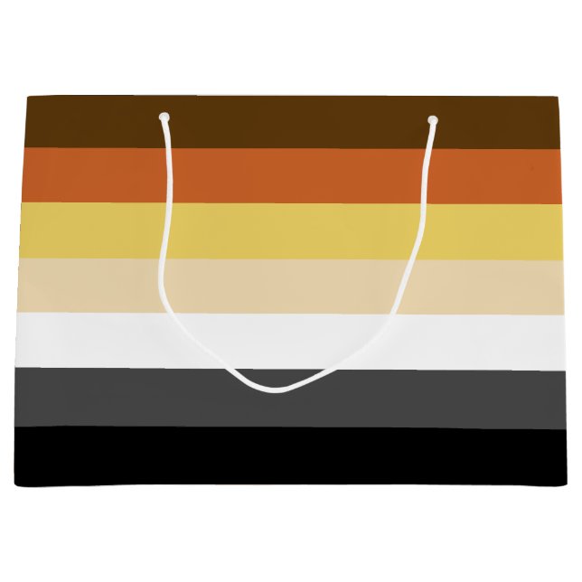 Bear Pride, Neutral Gradient Stripes, LGBTQ Pride Large Gift Bag (Front)