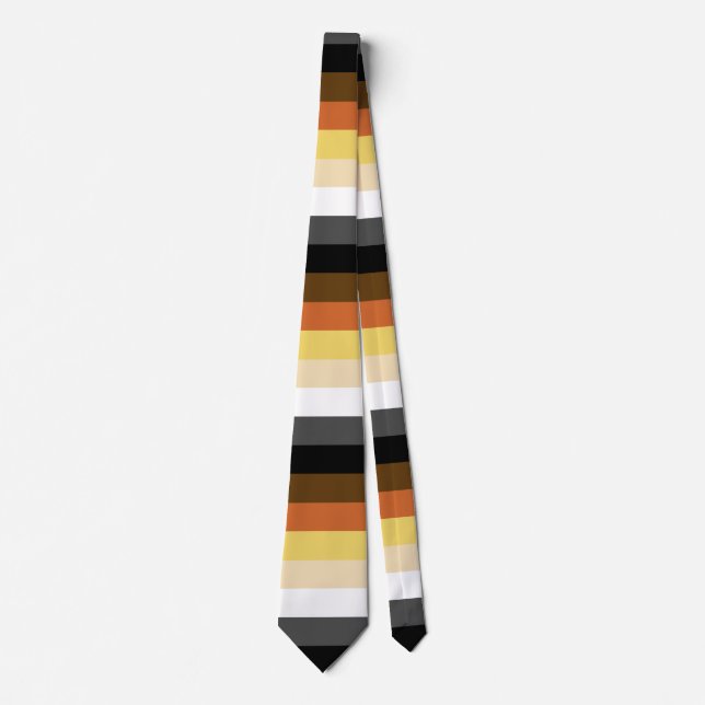 Bear Pride, Neutral Gradient Stripes, LGBTQ Pride Tie (Front)