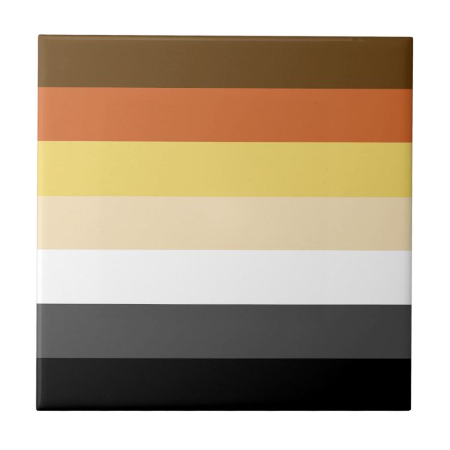 Bear Pride, Neutral Gradient Stripes, LGBTQ Pride Tile (Front)
