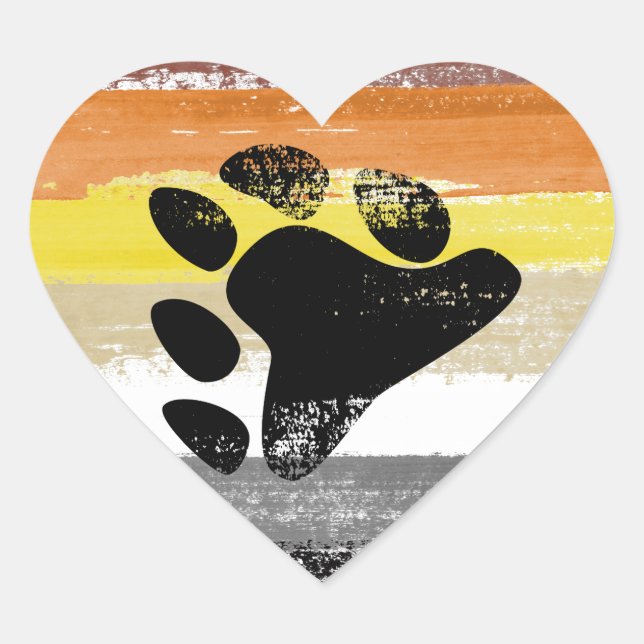 Bear Pride Paint Heart Sticker (Front)