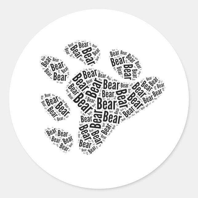 BEAR PRIDE PAW PATTERN BLACK CLASSIC ROUND STICKER (Front)