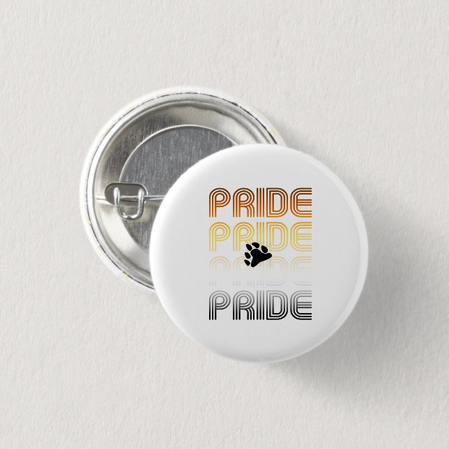 Bear Pride Paw Retro Pattern Design Letters 3 Cm Round Badge (Front & Back)