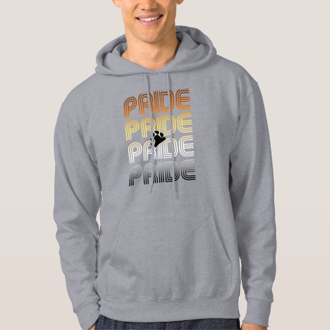 Bear Pride Paw Retro Pattern Design Letters Hoodie (Front)