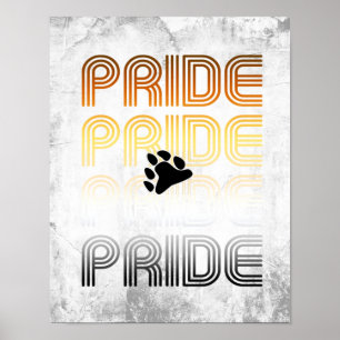 Bear Pride Paw Retro Pattern Design Letters Poster