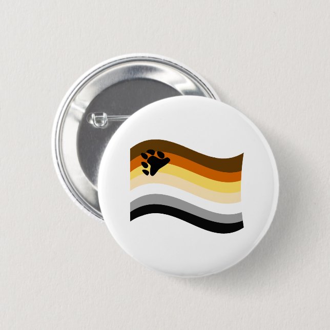 Bear Pride Paw Wavy Flag 6 Cm Round Badge (Front & Back)