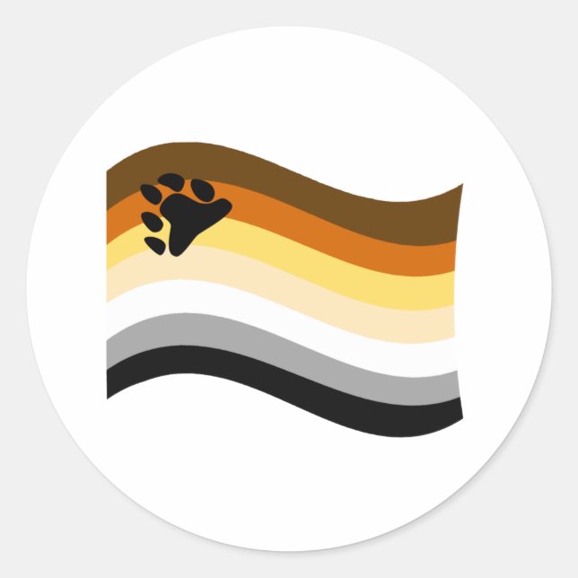 Bear Pride Paw Wavy Flag Classic Round Sticker (Front)