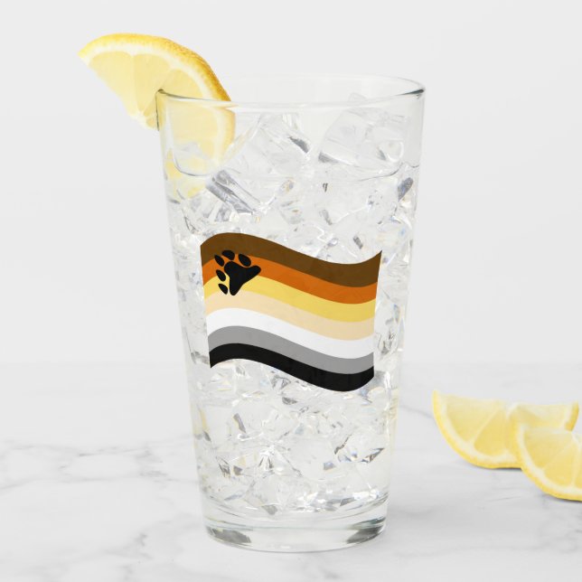 Bear Pride Paw Wavy Flag Glass (Front Ice)